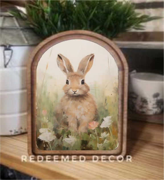 Arch Top Tan Bunny Framed Art