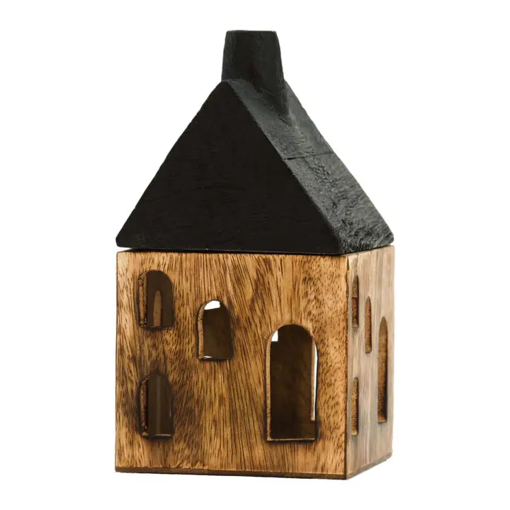 Small Wood House with Black Roof