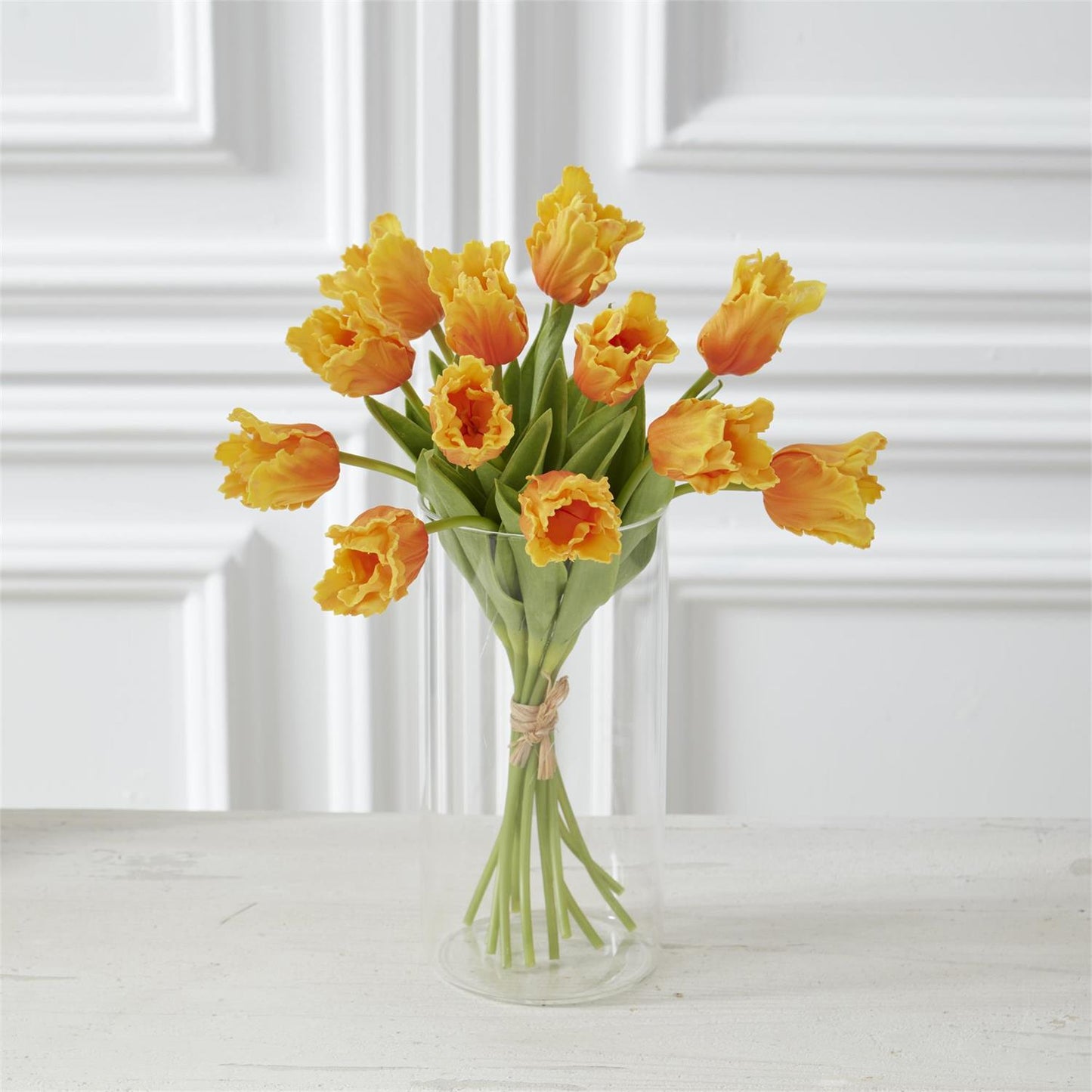 13 Inch Light Orange Real Touch Parrot Tulip, Single Stem