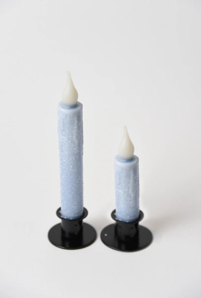 Diamond Dusted Blue Led Timer Taper Candle