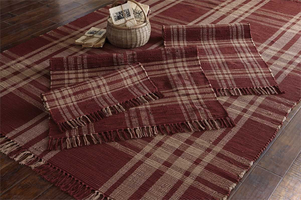 Sturbridge Rag Rug in Wine: 24 inch x 72 inch