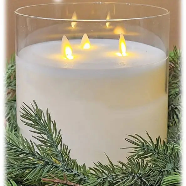 3-Wick Glass Cylinder Candle with Timer and Remote