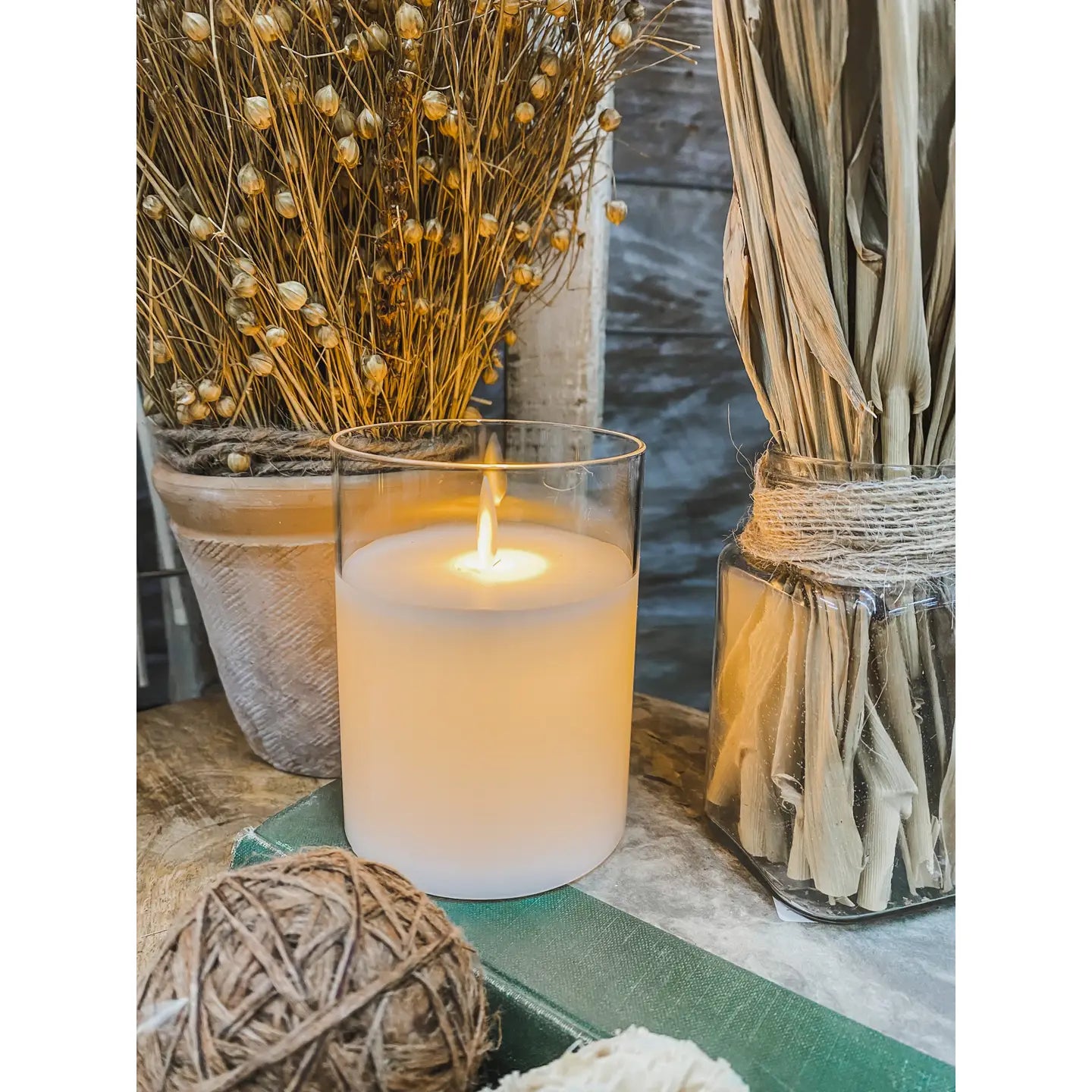 Clear Glass Pillar Candle 3 inch x 4 inch with Moving Flame