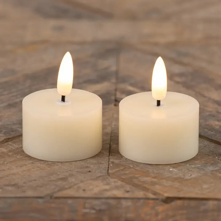 Set of 2 - 3D Flame Cream Tealight Candles