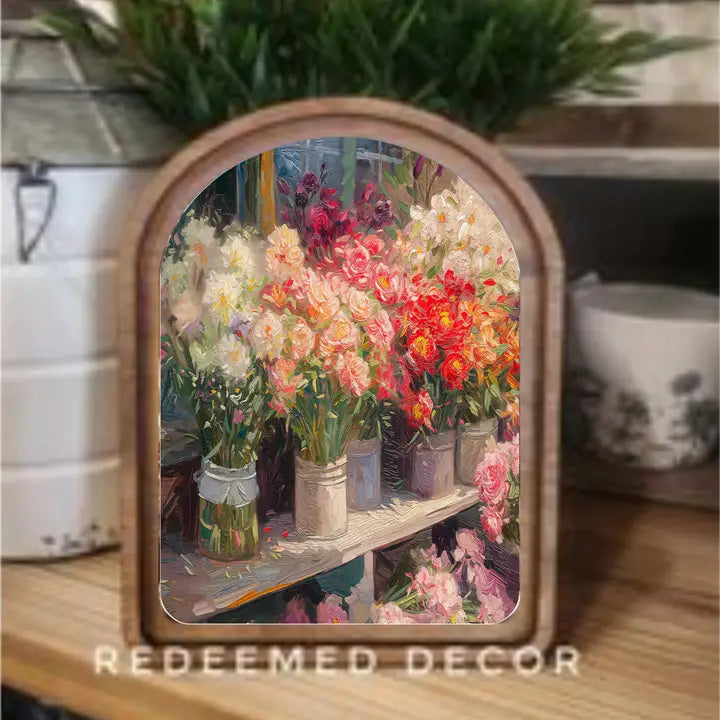 Arch Top Flower Shop Framed Art