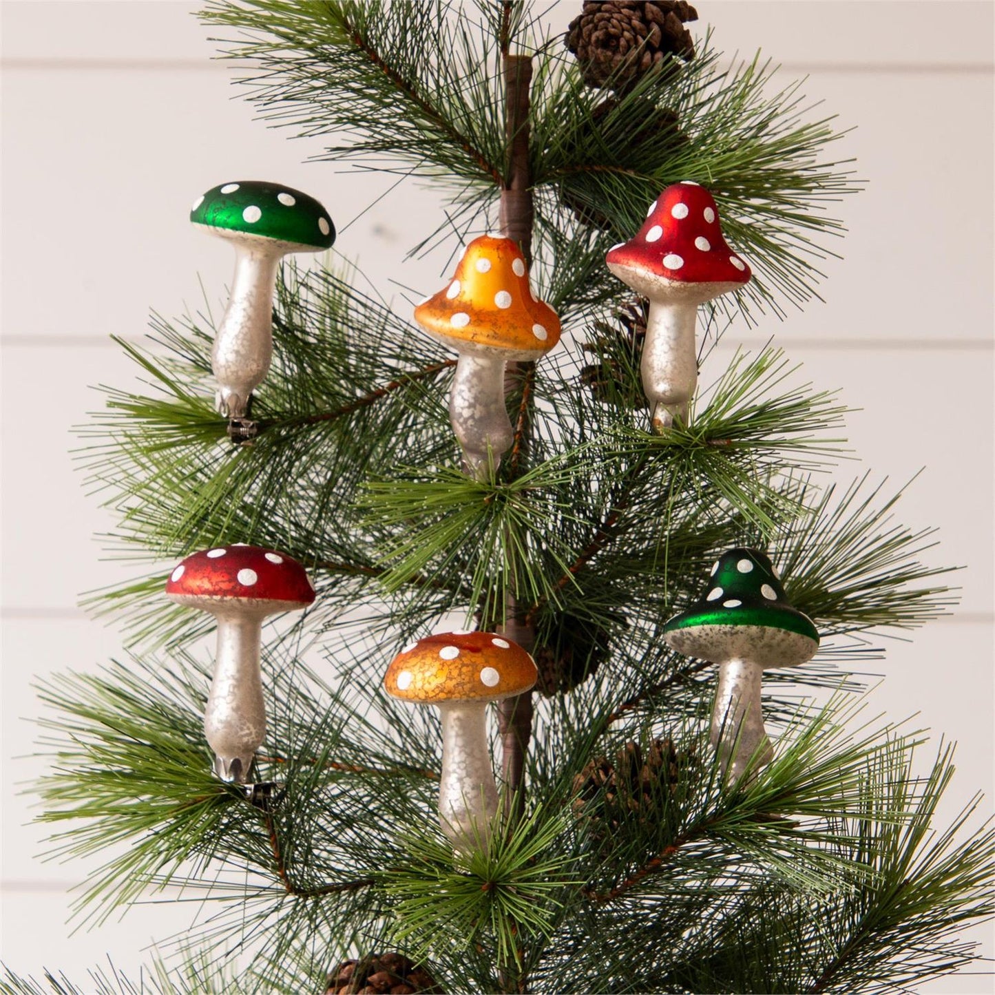 Clip-On Glass Mushrooms, Set of 6