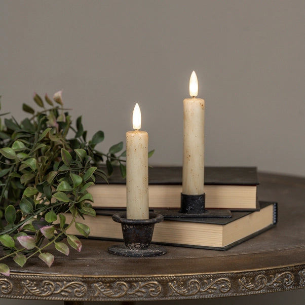 Set of 2 - 5.75" 3D Flame Cream Taper Candle