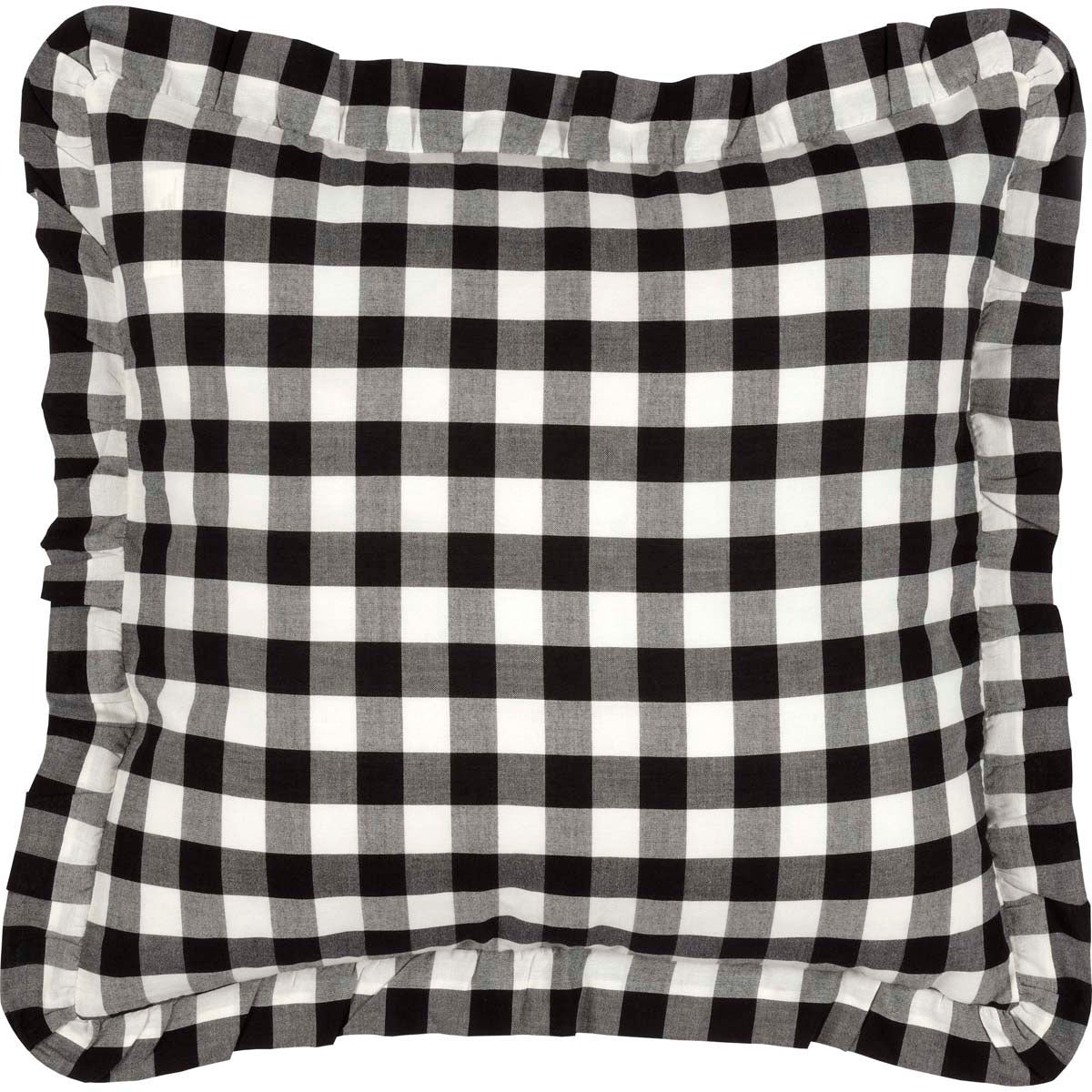Black Check Ruffled 18" Pillow
