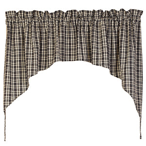 Camden Swag Curtains This cute swag is black and cream plaid. Measures: 72x36"