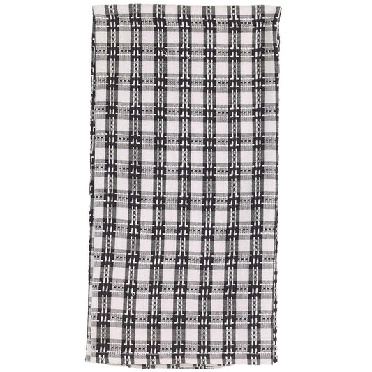Charleston Towel Towel has a large black and white plaid design. Measures:19x28"