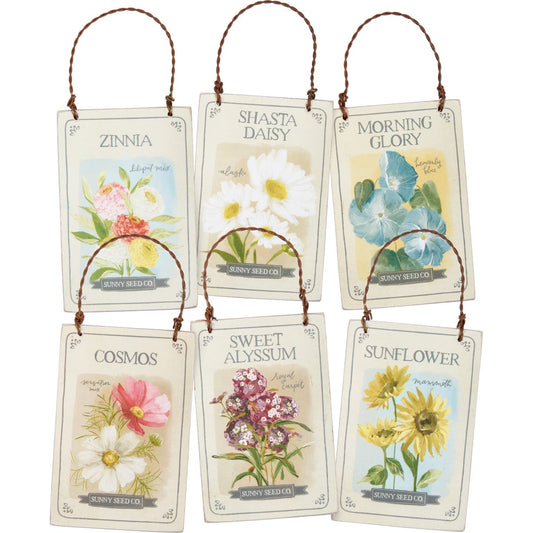 Set of 6 Flower Seed Ornaments