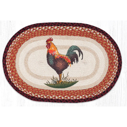 20x30 Oval Rustic Rooster Braided Rug