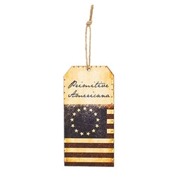 Primitive Wood Americana Tag Ornament