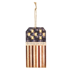 Primitive Wood Americana Tag Ornament