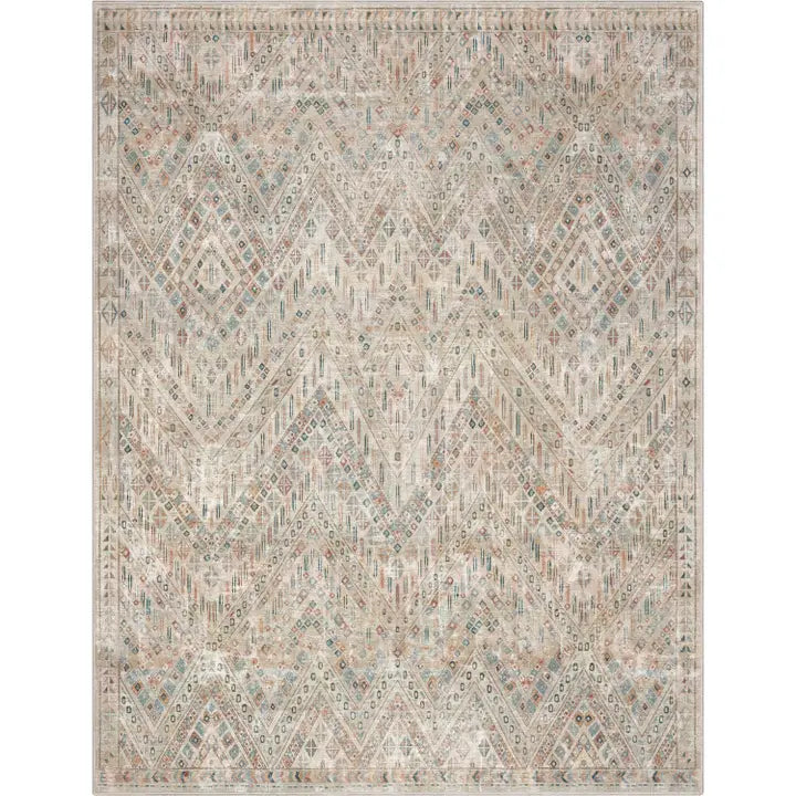 Anya Vintage Tribal Chevron Ivory Flat Weave Rug 5 x 7