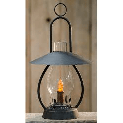 a small lantern with battery operated candle. 