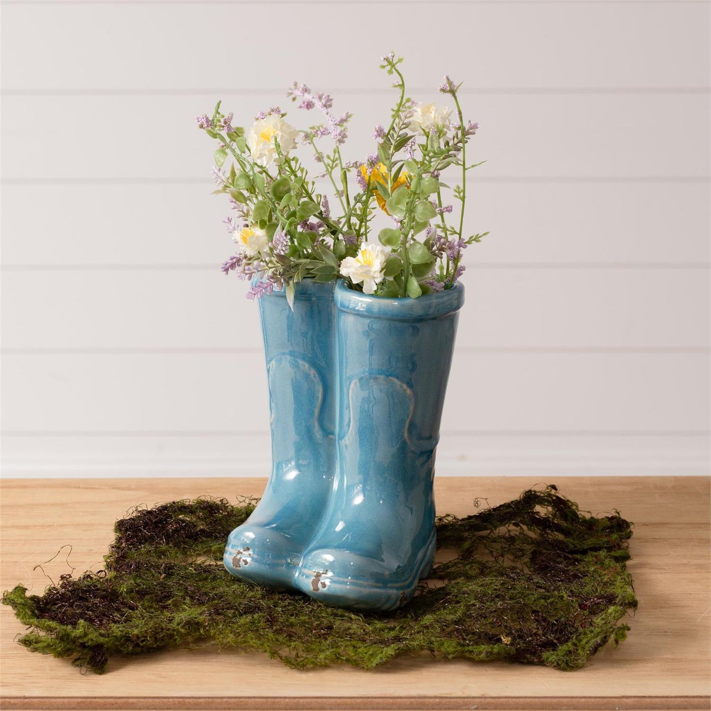 Ceramic Blue Boots Planter