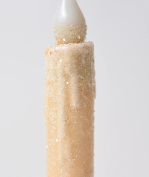 Cream Diamond Dusted Led Timer Taper Candle