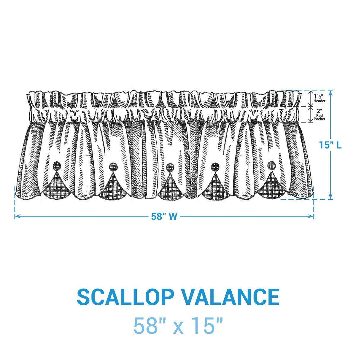 Countryside Lined Scallop Valance 58 inches