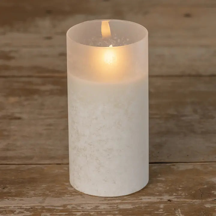 6" White Frosted Glass 3D Flame Candle