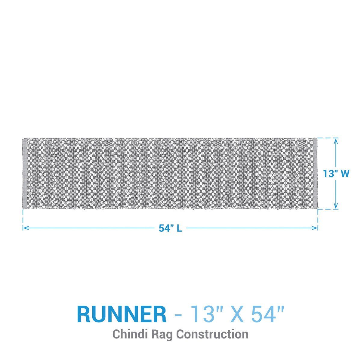 Dressed Up Denim Chindi Table Runner, 54 inches