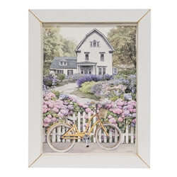 Farmhouse Flower Garden Gate White Framed Print