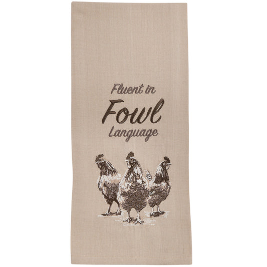 Fowl Language Embroidered Dishtowel