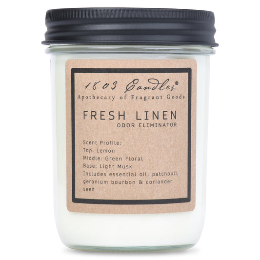 1803 Candles, Fresh Linen Soy Jar Candle