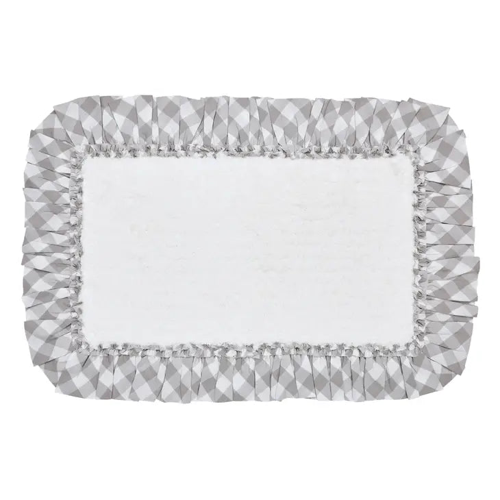 Annie Buffalo Grey Check Bathmat with Ruffle 20 x 30