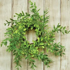 green leaves on grapevine wreath 
