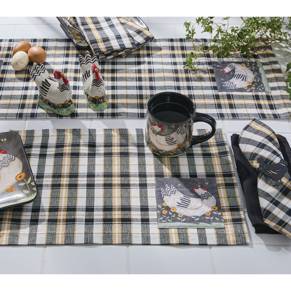 My Little White Hen Plaid Placemat