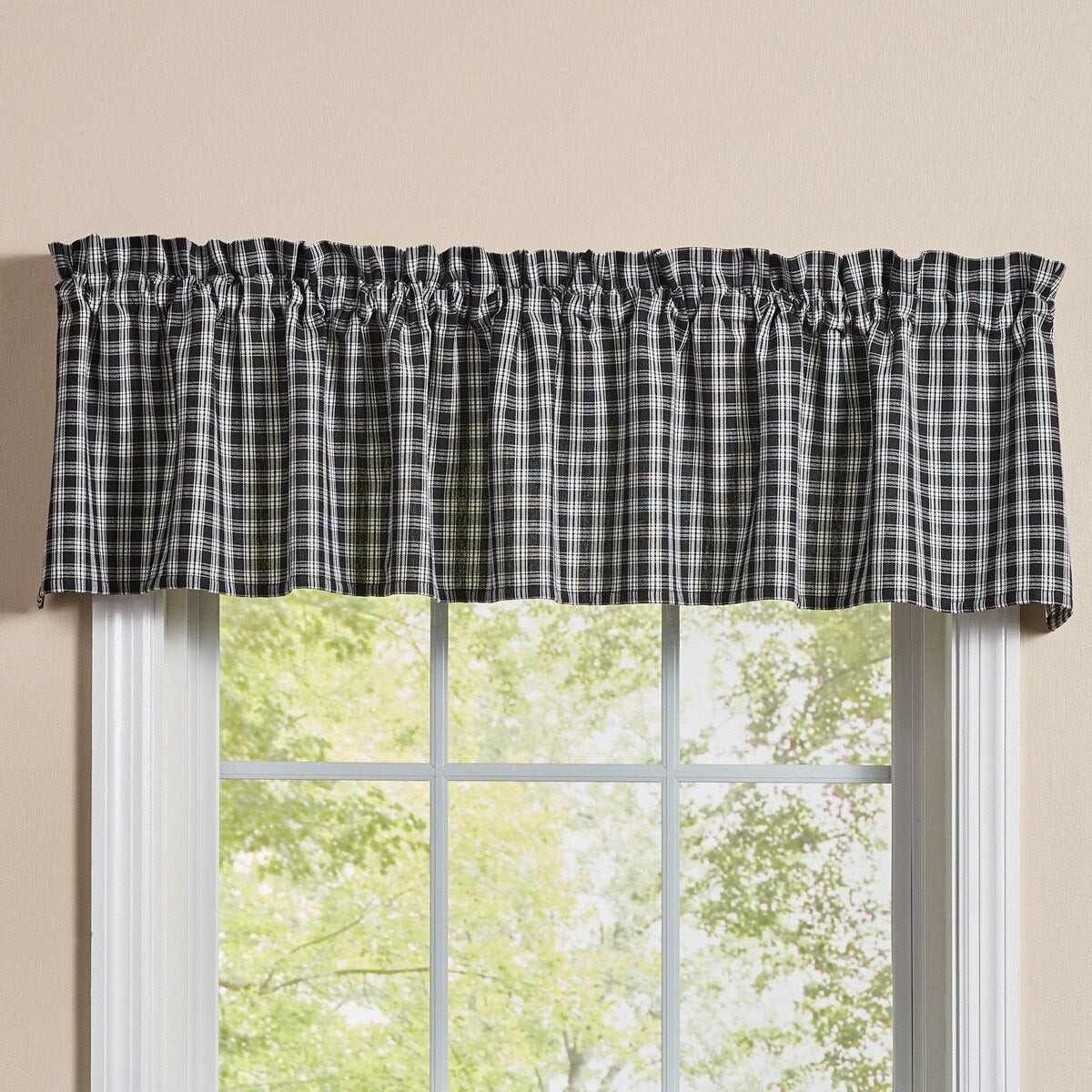 Stafford Black and Cream Curtain Valance: Unlined