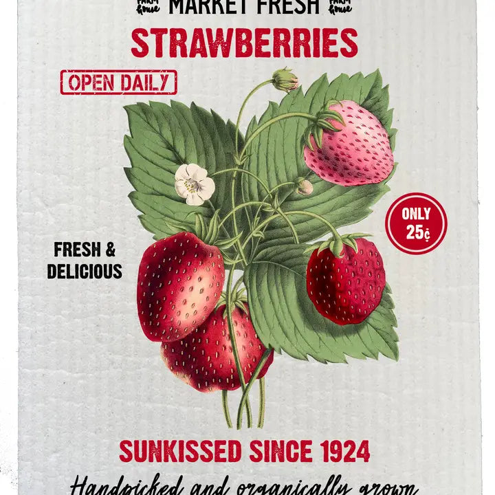 Swedish Dish Cloth: Farm Fresh Summer Strawberries