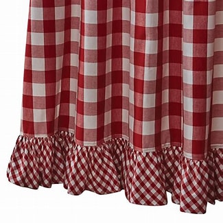 Wicklow Check Ruffled Shower Curtain in Red