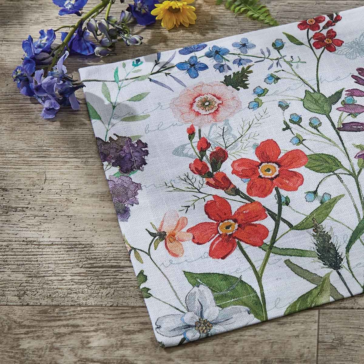 Wildflower Sketchbook Table Runner, 36 inches x 13 inches
