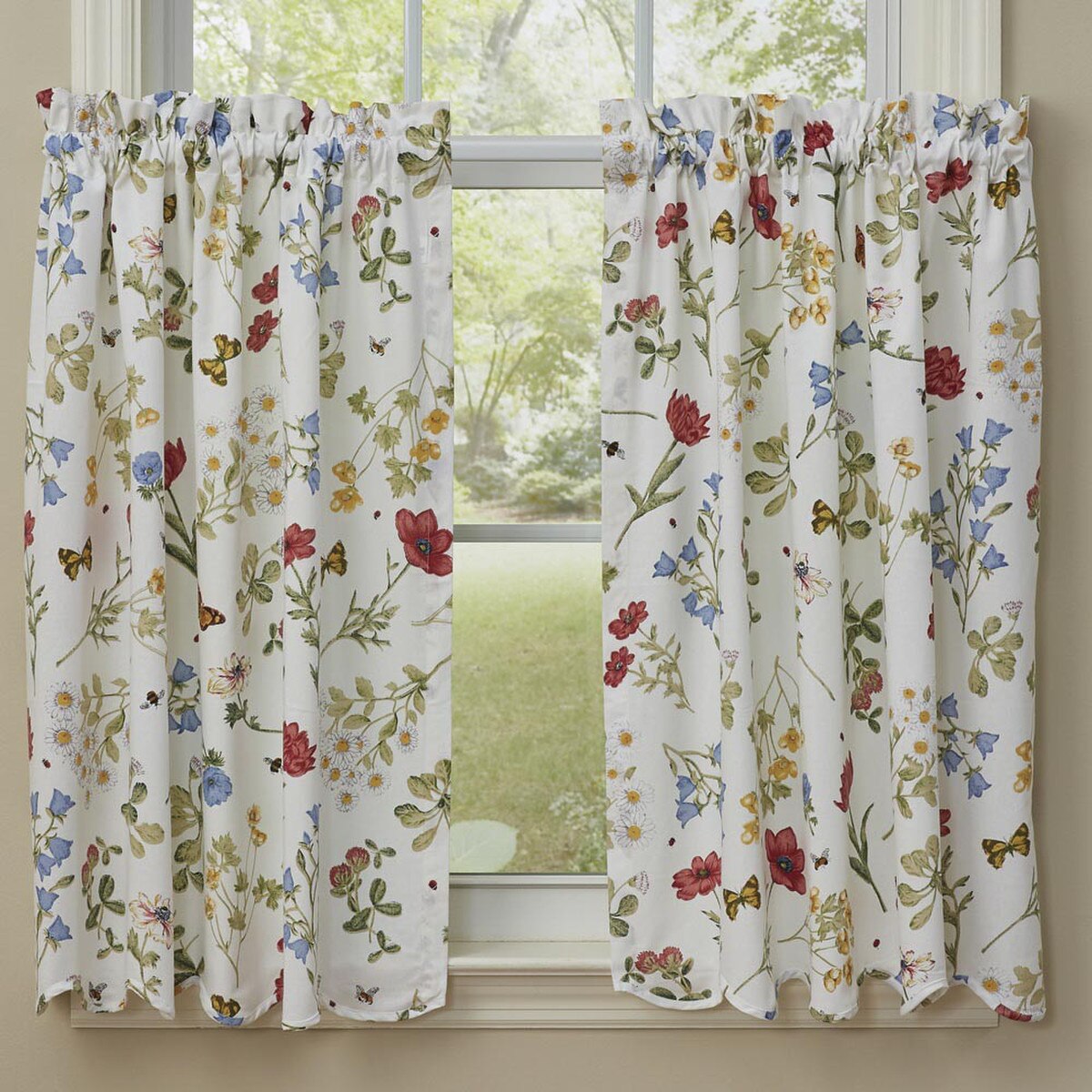 Wildflower Curtain Tiers, Pair 24 inches long