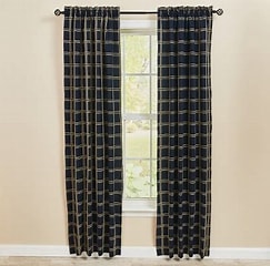 Lined 84 inch Set of Curtain Panels: Navy Indigo Windsor Star