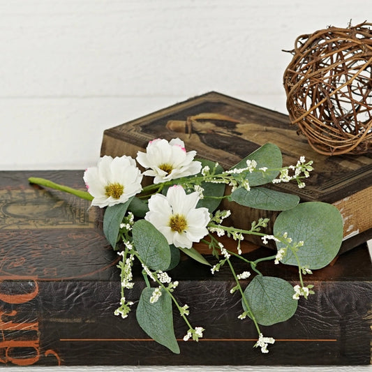 12in Spring Blossoms Pick - Cream