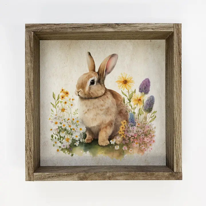 Vintage Bunny Meadow Framed Print
