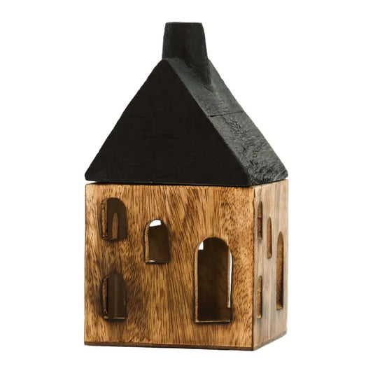 Small Wood House with Black Roof