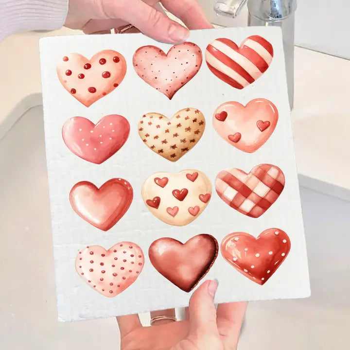 Valentine Heart Cookies Swedish Dish Cloth
