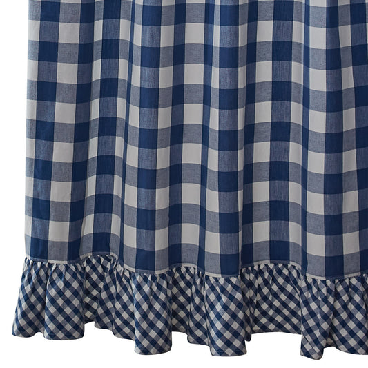 Wicklow Blue Check Ruffled Shower Curtain