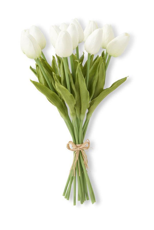 13 Inch White Real Touch Mini Tulip