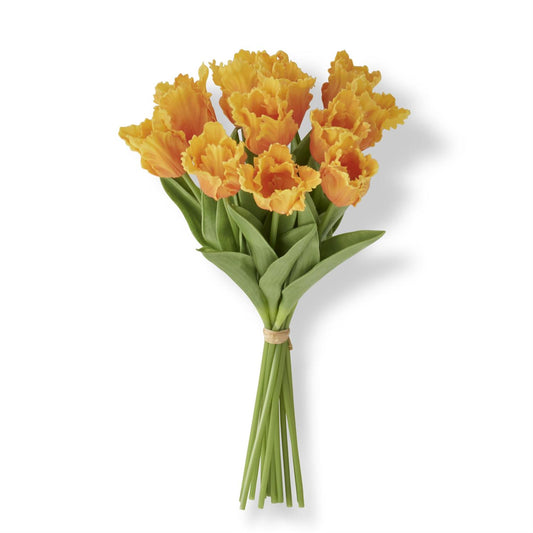 13 Inch Light Orange Real Touch Parrot Tulip, Single Stem