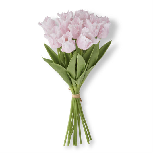 13 Inch Pink Real Touch Parrot Tulip, Single Stem