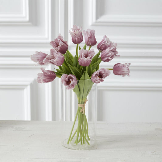 13 Inch Purple Real Touch Parrot Tulip, Single Stem