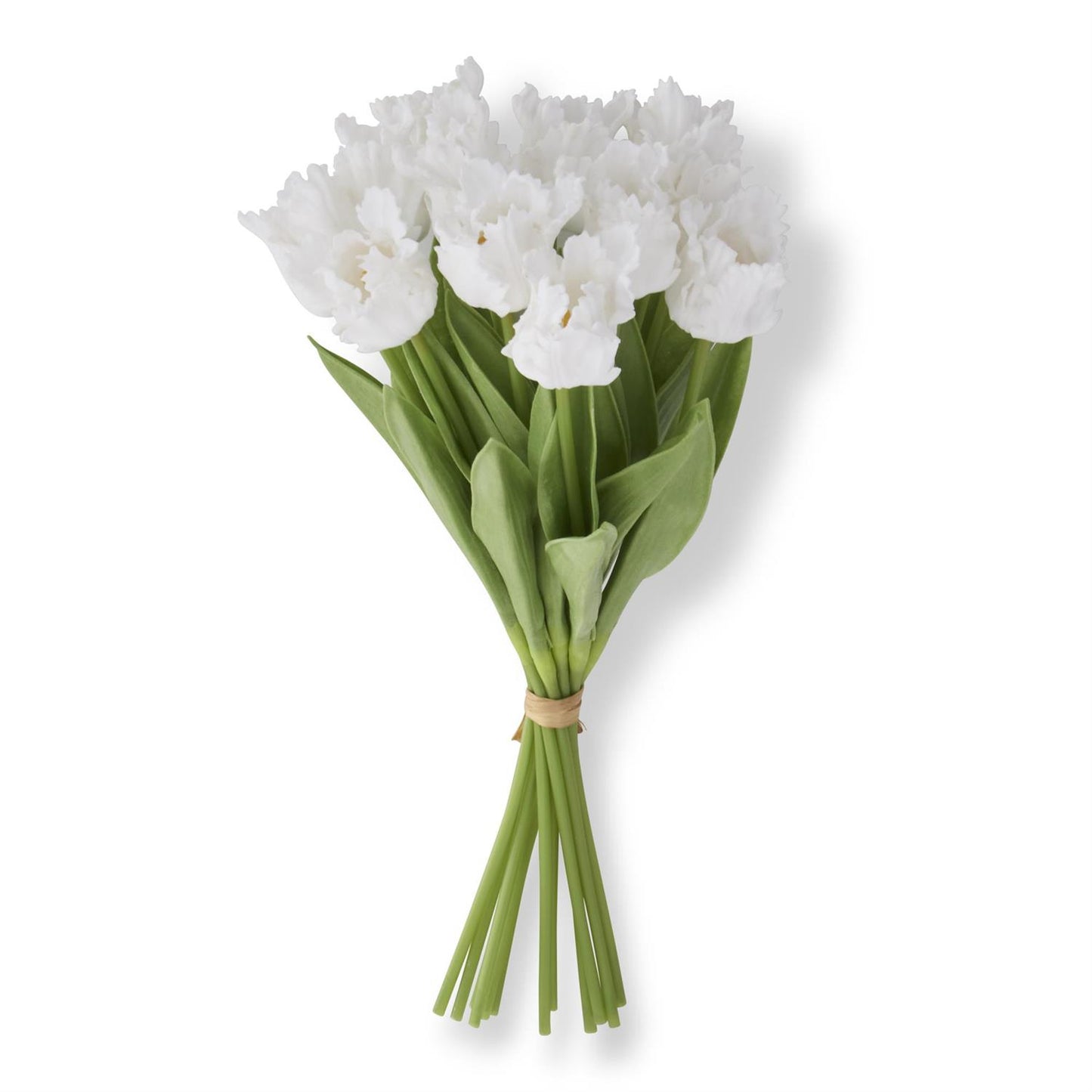 13 Inch White Real Touch Parrot Tulip, Single Stem