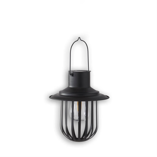 12 Inch Black Metal Solar Light Lantern