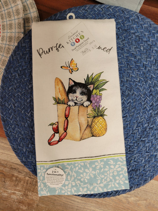 Dual Purpose Cotton Dishtowel: Purr-fection Attained