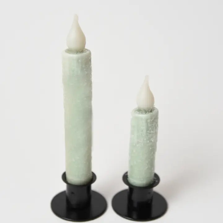 Diamond Dusted Sage Led Timer Taper Candle